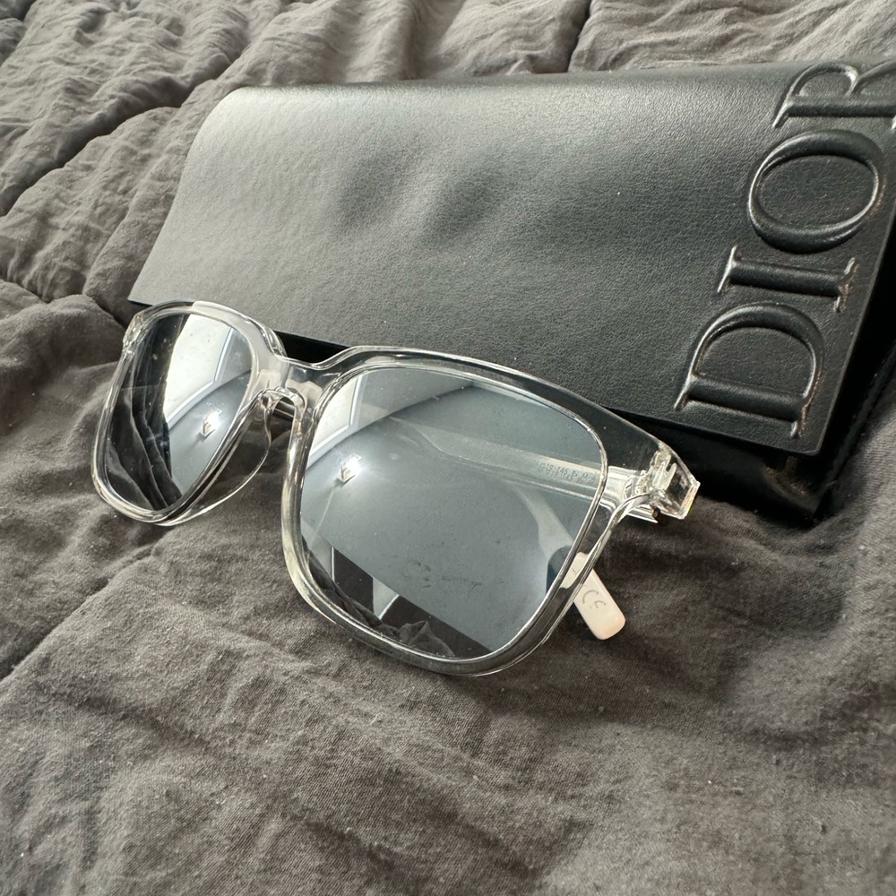 Dior Crystal Tone Rectangular Sunglasses 'Silver - image 1